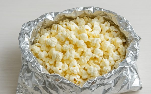 焚き火 ポップコーン アルミホイル