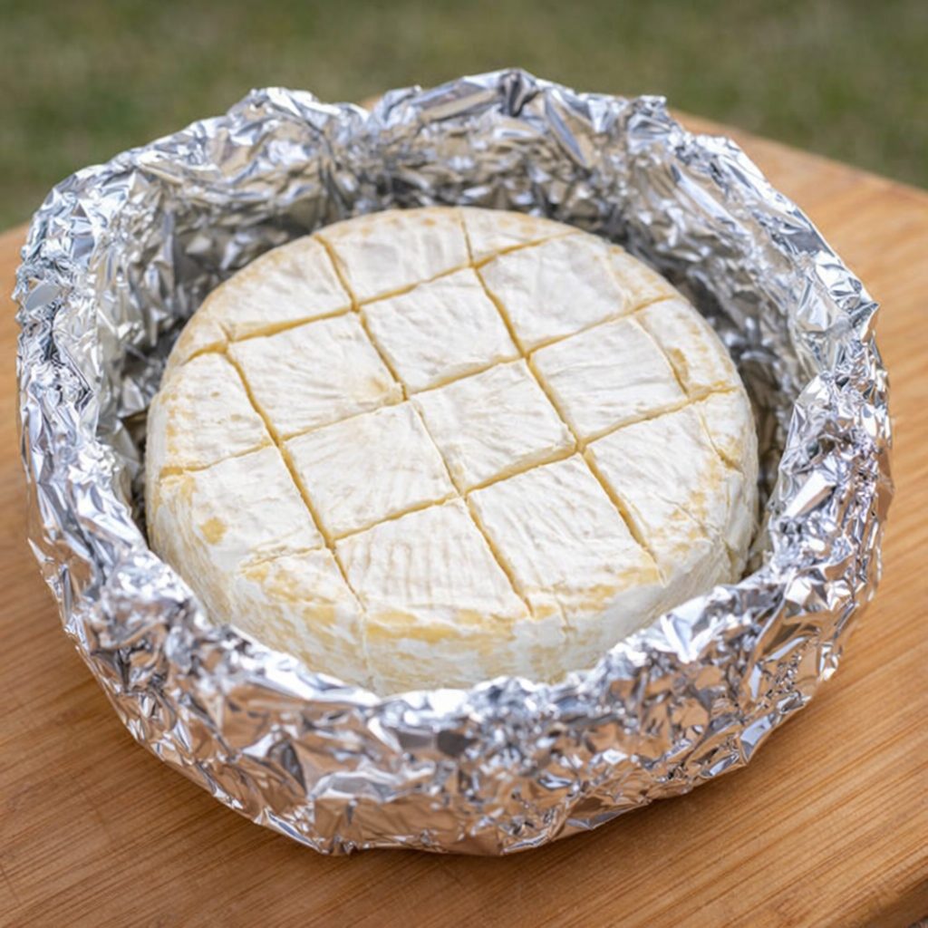 焚き火　チーズフォンデュ　アルミホイル