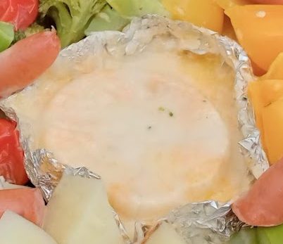 焚き火 チーズフォンデュ アルミホイル