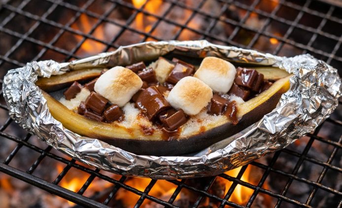 焚き火　チョコバナナ　キャンプ