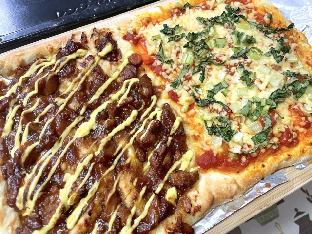 焚き火　アルミホイル　ピザ