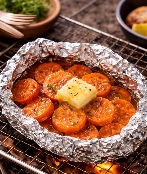 焚き火　野菜　アルミホイル