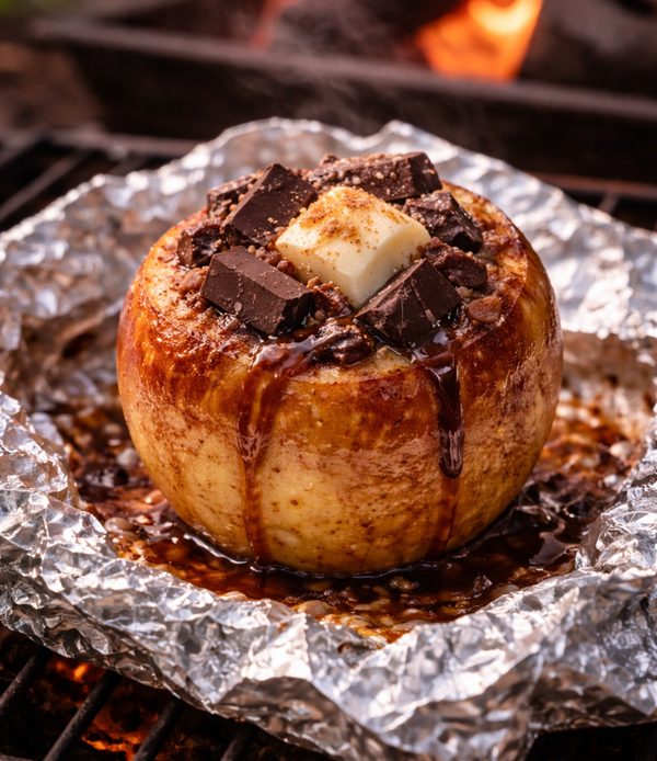 焚き火　丸ごと　焼きりんご