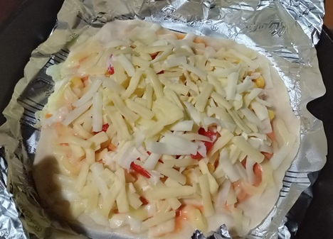 焚き火　アルミホイル　ピザ