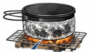 焚き火　煤対策　アルミホイル