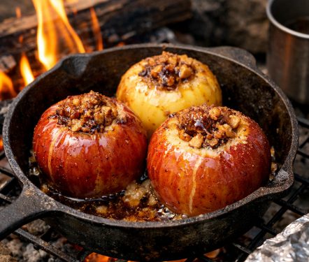 焚き火　丸ごと　焼きりんご