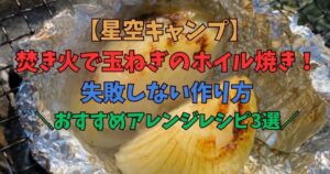焚き火　玉ねぎ　アルミホイル